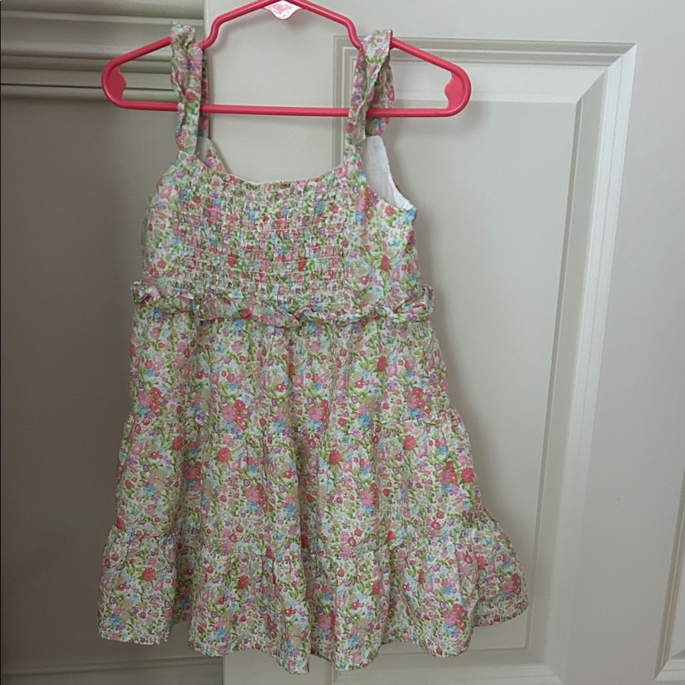 Janie and Jack Pink & Green Floral Smocked Sundress